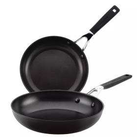 2pk Hard Anodized Nonstick Skillets Black