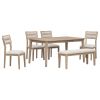 TREXM Classic and Traditional Style 6 - Piece Dining Set, Includes Dining Table, 4 Upholstered Chairs & Bench (Natural Wood Wash)