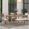 TREXM Classic and Traditional Style 6 - Piece Dining Set, Includes Dining Table, 4 Upholstered Chairs & Bench (Natural Wood Wash)