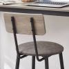 Bar Table Set with 2 Bar stools PU Soft seat with backrest, Grey, 23.62'' W x 23.62'' D x 35.43'' H