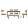 TREXM Classic and Traditional Style 6 - Piece Dining Set, Includes Dining Table, 4 Upholstered Chairs & Bench (Natural Wood Wash)