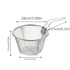 1pc Frying Strainer Basket Frying Net Hedge Noodle Spoon Frying Net Frying Basket Frying Leak Net French Fries Kitchen Foldable (Items: Deep Frying Strainer Basket Large)