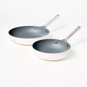 2pk (8" & 10") Aluminum Nonstick Frypan Set (Color: Cream)